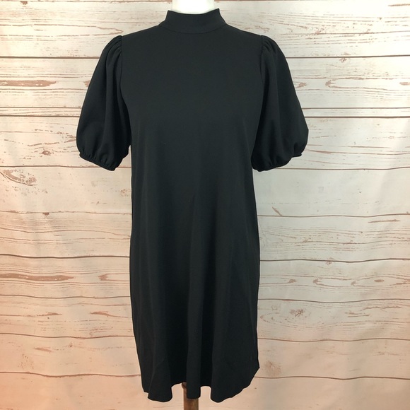 Zara Dresses & Skirts - Zara Puffy Sleeve Mock Neck Shift Dress